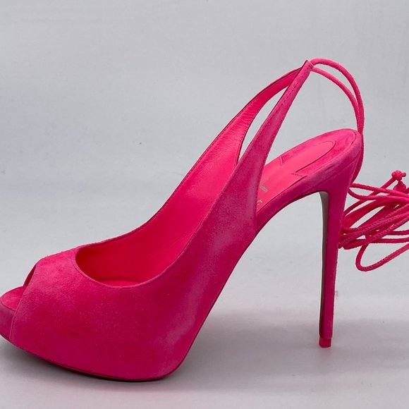 Christian Louboutin LACE UP NVP 120 Suede Platform Heels Sandals Shoes - Picture 5 of 12